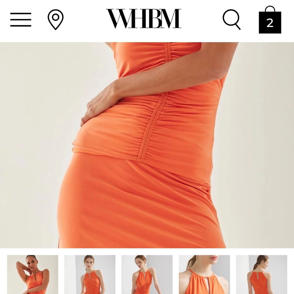 White House Black Market Orange Ruched Sleeveless Tank - Picture 5 of 6